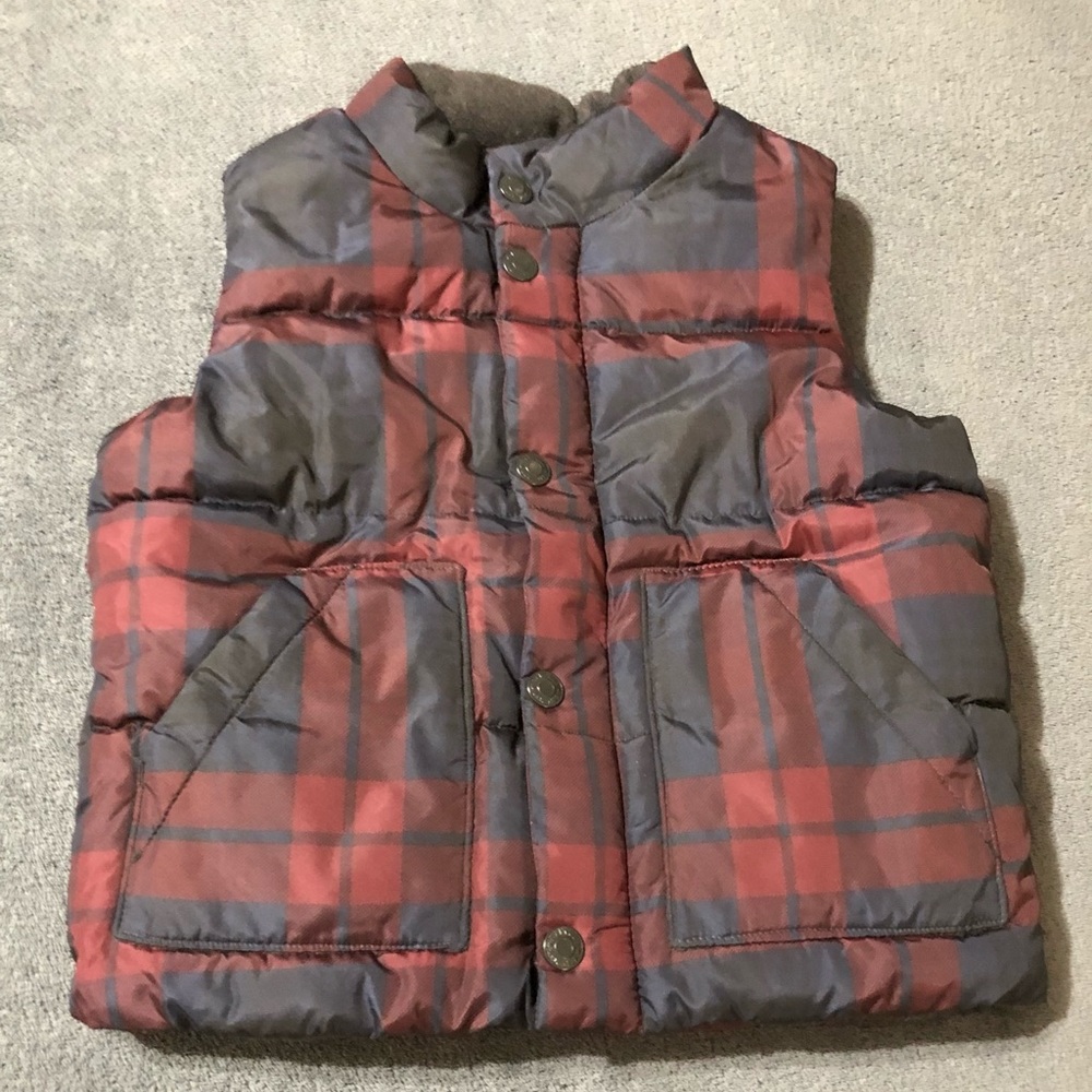 Baby Gap • Red & Navy Plaid Quilt Vest